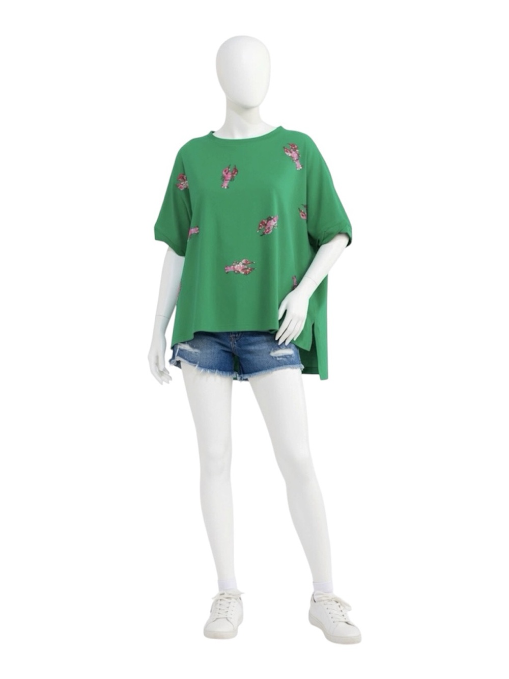 FANTASTIC FAWN green crawfish sequin oversized tee S M L